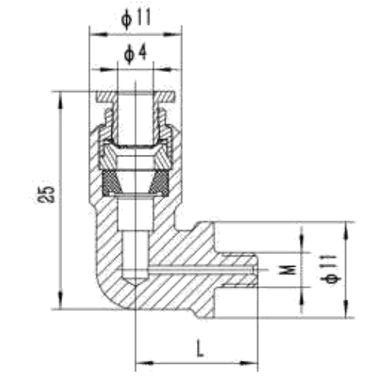 Conector de ángulo recto push-in KCJL