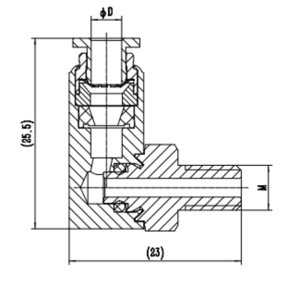 Conector de ángulo recto rotativo push-in KCJX